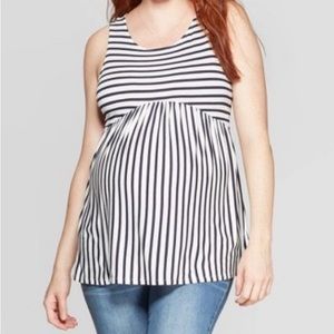 Final price ISABEL MATERNITY White with Navy Stripes Maternity Top